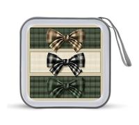 Jubonexis Custodia portatile per CD e DVD, con tre fiocchi a scacchi, per auto, casa, viaggio