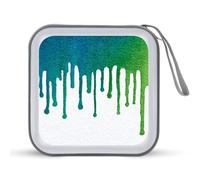Jubonexis Custodia portatile per CD e DVD con vernice che gocciola nei toni del verde e del blu, per auto, casa, viaggio