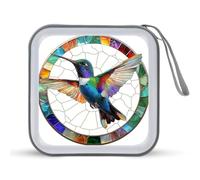 Jubonexis Custodia portatile per CD e DVD, in vetro colorato, con colibrì, per auto, casa, viaggio