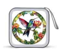 Jubonexis Custodia portatile per CD e DVD, in vetro colorato, splendido colibrì, per auto, casa, viaggio