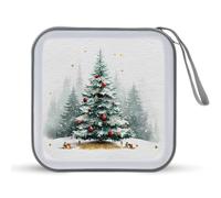 Jubonexis Custodia portatile per CD e DVD, motivo: albero di Natale nella foresta, per auto, casa, viaggio