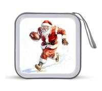 Jubonexis Custodia portatile per CD e DVD, motivo: Babbo Natale che gioca a football americano, per auto, casa, viaggio