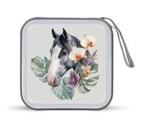 Jubonexis Custodia portatile per CD e DVD, motivo: cavallo con orchidea, per auto, casa, viaggio