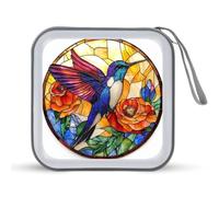 Jubonexis Custodia portatile per CD e DVD, motivo: colibrì in vetro colorato