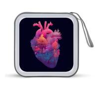 Jubonexis Custodia portatile per CD e DVD, motivo: cuore umano con una foresta magica, per auto, casa, viaggio