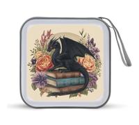 Jubonexis Custodia portatile per CD e DVD, motivo: drago, libri antichi, fiori, per auto, casa, viaggio
