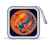 Jubonexis Custodia portatile per CD e DVD, motivo: due pesci che nuotano, per auto, casa, viaggio