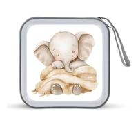 Jubonexis Custodia portatile per CD e DVD, motivo: elefantino ad acquerello