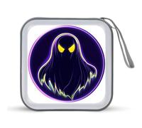 Jubonexis Custodia portatile per CD e DVD, motivo fantasmi neon viola e giallo