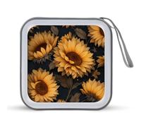 Jubonexis Custodia portatile per CD e DVD, motivo: girasoli, gialli e neri, per auto, casa, viaggio