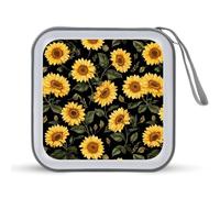 Jubonexis Custodia portatile per CD e DVD, motivo: girasoli gialli, per auto, casa, viaggio
