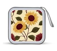 Jubonexis Custodia portatile per CD e DVD, motivo girasoli, giallo e marrone, per auto, casa, viaggio