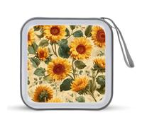 Jubonexis Custodia portatile per CD e DVD, motivo girasoli, per auto, casa, viaggio