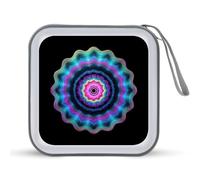 Jubonexis Custodia portatile per CD e DVD, motivo mandala con onde pastello fluo, per auto, casa, viaggio