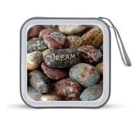 Jubonexis Custodia portatile per CD e DVD, motivo pietre ispiratrici con testo da sogno, per auto, casa, viaggio