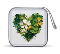 Jubonexis Custodia portatile per CD e DVD, motivo: quadrifogli e fiori di campo, per auto, casa, viaggio