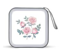 Jubonexis Custodia portatile per CD e DVD, motivo: rose rosa, per auto, casa, viaggio