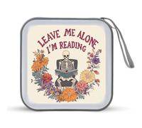 Jubonexis Custodia portatile per CD e DVD, motivo scheletro che legge il fiore, per auto, casa, viaggio