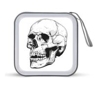 Jubonexis Custodia portatile per CD e DVD, motivo teschio umano, per auto, casa, viaggio