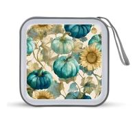 Jubonexis Custodia portatile per CD e DVD, motivo: zucche e girasoli, per auto, casa, viaggio