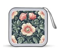 Jubonexis Custodia portatile per CD e DVD, stile vintage, con fiori e foglie verdi, per auto, casa, viaggi