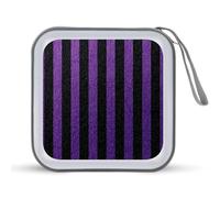 Jubonexis Custodia portatile verticale viola e nera a righe per CD e DVD, per auto, casa, viaggio