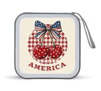 Jubonexis Custodia portatile vintage con ciliegie rosse con stella, per CD e DVD, per auto, casa, viaggio