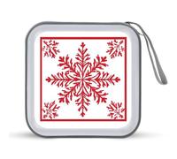 Jubonexis Custodia rettangolare rossa con fiocco di neve, per CD, DVD, portatile, per auto, casa, viaggio