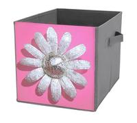Jubonexis Daisy Head, cubi portaoggetti a forma di palla da discoteca, pieghevoli, decorativi, in tessuto, organizer per la casa, con manici, per scaffali, armadi, 27 x 27 cm