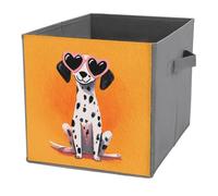 Jubonexis Dalmata che indossa occhiali da sole a forma di cuore, cubi portaoggetti pieghevoli in tessuto decorativo, cestini portaoggetti per la casa con manici per scaffali, armadio, 27 x 27 cm