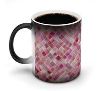 Jubonexis Diagonally - Tazza in vetro rosa con motivo a piastrelle di mosiaco che cambia colore, cambia calore, tazza da caffè in ceramica, divertente tazza da tè e acqua, 325 ml