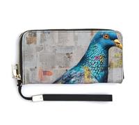 Jubonexis Dove, pochette lunga in pelle PU, con collage di giornali e graffiti, portamonete, porta carte di credito, porta carte di credito, per donne e uomini