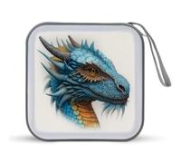 Jubonexis Dragon Head Blue CD Case DVD Storage Case Portable per auto casa viaggio