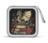 Jubonexis Dragon Seduto Vintage Libri CD DVD Custodia Portatile per Auto Casa Viaggio