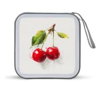 Jubonexis Due ciliegie con steli e foglie custodia CD DVD custodia portatile per auto casa viaggio