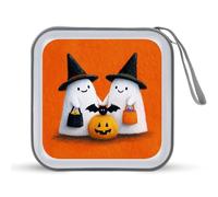 Jubonexis Due fantasmi bianchi Halloween Candy Bags CD DVD Storage Case Portable per auto casa viaggio