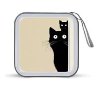 Jubonexis Due gatti neri che sbirciano silhouette CD DVD custodia portatile per auto casa viaggio