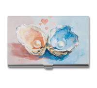 Jubonexis Due ostriche con porta biglietti da visita perlato, tasca sottile in metallo per donne e uomini