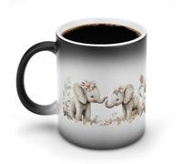 Jubonexis Due simpatici elefanti che cambiano colore tazze in ceramica cambia calore tazza da caffè novità divertente tazza da tè acqua 325 ml