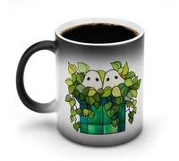 Jubonexis Due simpatici fantasmi in vaso verde che cambia colore tazze che cambiano il calore tazza in ceramica tazza da caffè novità divertente tazza da tè acqua 325 ml