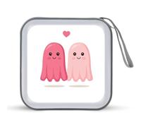 Jubonexis Due simpatici fantasmi rosa con cuori CD DVD custodia portatile per auto casa viaggio