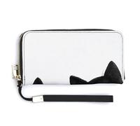 Jubonexis Due simpatici gatti neri che sbirciano pochette in pelle PU lunga bifold portafoglio, portamonete porta carte di credito custodia durevole porta carte di credito per donne uomini