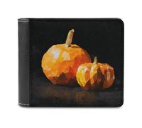 Jubonexis Due zucche di Halloween in morbida pelle PU portafoglio bifold portamonete, porta carte di credito, durevole porta carte di credito sottile per uomo donna deposito soldi