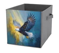 Jubonexis Eagle Flying in The Sky Cube contenitori portaoggetti pieghevoli decorativi in tessuto cestini portaoggetti con maniglie per scaffali, armadio, 27 x 27 cm