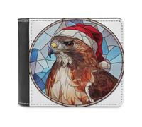 Jubonexis Eagle with A Santa Hat - Portafoglio bifold in morbida pelle PU, portamonete, porta carte di credito, porta carte di credito sottile, per uomini e donne