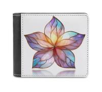 Jubonexis Elegante portafoglio bifold in morbida pelle PU con fiore colorato, portamonete, porta carte di credito, porta carte di credito sottile, per uomini e donne