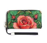 Jubonexis Elegante portafoglio in pelle PU con rose colorate con boccioli, portafoglio lungo bifold portamonete, porta carte di credito, porta carte di credito e denaro per donne e uomini