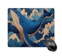 Jubonexis Elegante tappetino per mouse con balena sopra onde blu profondo, tappetino per mouse per computer da ufficio, per scrivania e laptop, con base in gomma antiscivolo, tappetino per mouse da