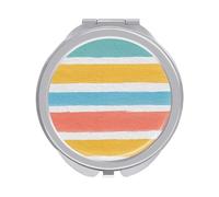 Jubonexis Estate Colore Strisce Orizzontali Corallo Turchese Donne Pocket Specchi, Ragazze Piccolo Portatile Viaggio Trucco Mini