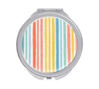 Jubonexis Estate Colore Verticale Strisce Tessile Modello Donne Pocket Specchi, Ragazze Piccolo Portatile Viaggio Trucco Mini Specchio